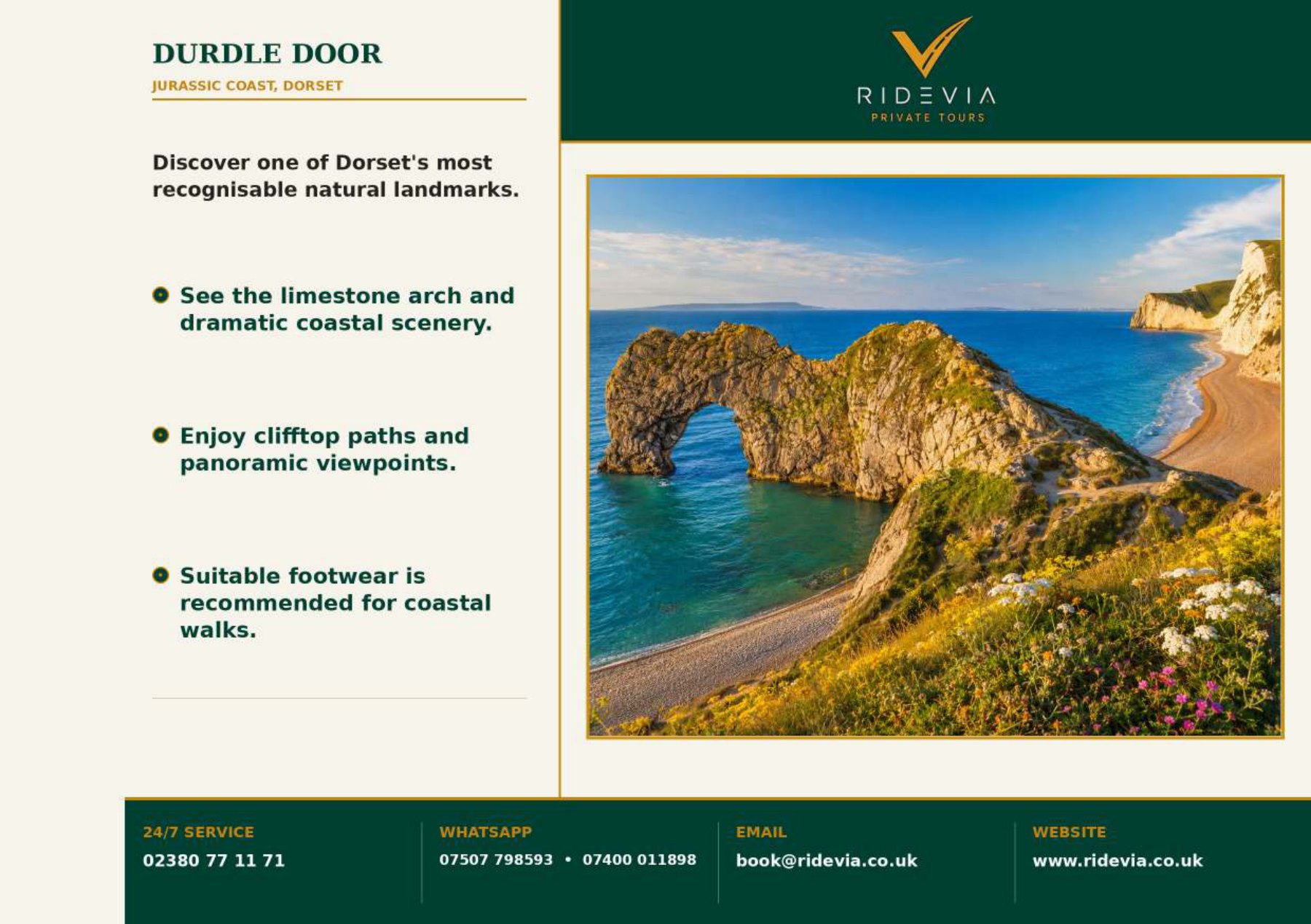 Durdle Door & Lulworth photograph from the Ridevia travel booklet