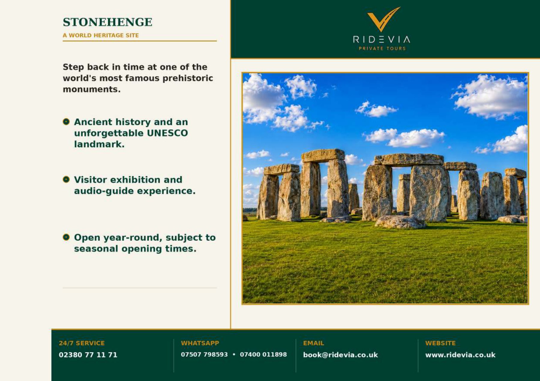 Stonehenge photograph from the Ridevia travel booklet