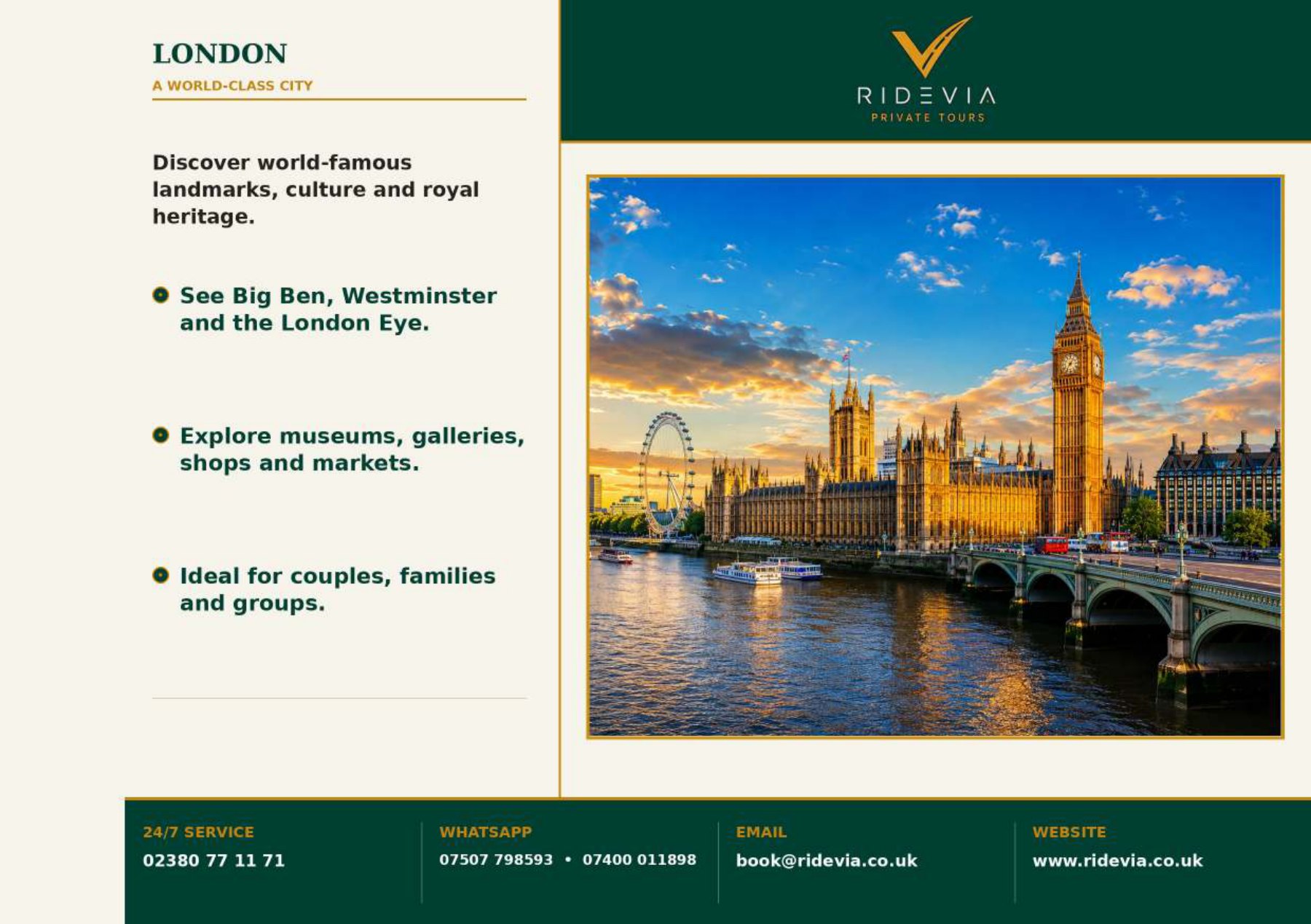 London sightseeing photograph from the Ridevia travel booklet